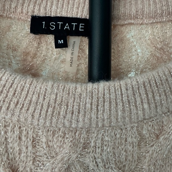 1. State Women's Cable Knit Sweater - Pink US M - Picture 3 of 9